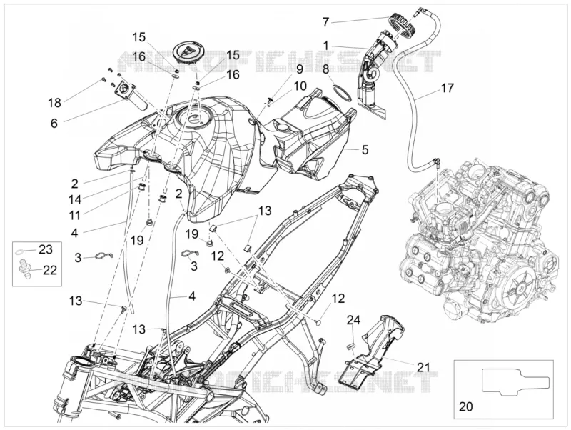 Réservoir essence Aprilia APRILIA-MOTORCYCLES 1200 CAPONORD 2015  Caponord