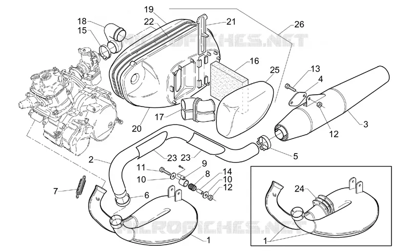 Pot d'échappement-Corps filtre Aprilia APRILIA-MOTORCYCLES 125 CLASSIC 1996  Classic
