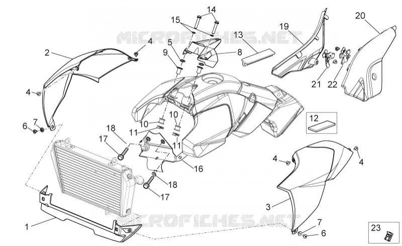Carrosserie centrale Aprilia APRILIA-MOTORCYCLES 1200 DORSODURO 2010  Dorsoduro