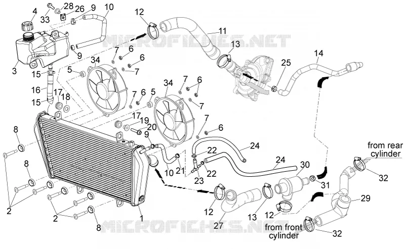 Installation refroidissement Aprilia APRILIA-MOTORCYCLES 1200 DORSODURO 2010  Dorsoduro