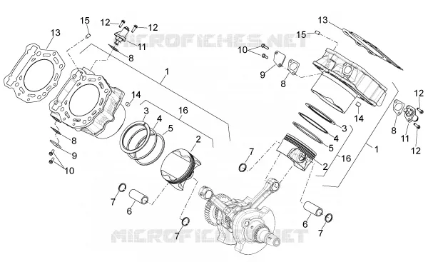 Cylindre av.piston Aprilia APRILIA-MOTORCYCLES 750 DORSODURO 2015  Dorsoduro ABS