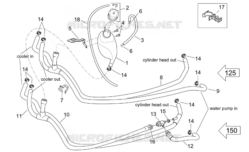 Vase d'expansion - Tuyaux Aprilia APRILIA-SCOOTER 150 LEONARDO 2001  Leonardo