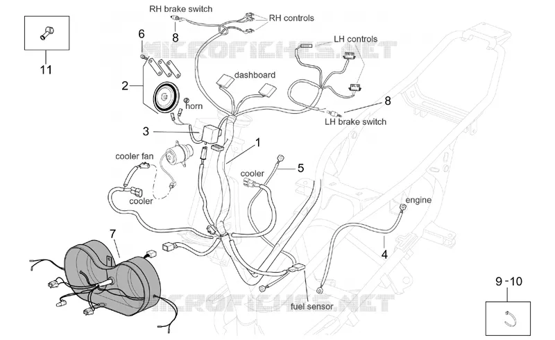 Circuit electrique I Aprilia APRILIA-SCOOTER 250 LEONARDO 1999  Leonardo (engine Yamaha)