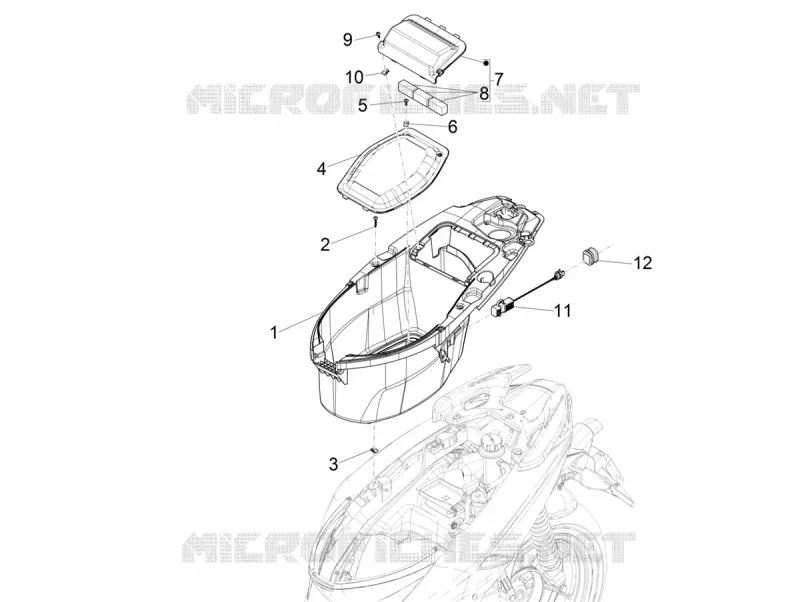 Logement casque - Dessous de selle Aprilia APRILIA-SCOOTER 50 SR 2018  SR 50 Motard 50 2T Euro 4