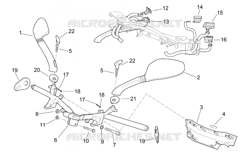 Guidon - Commandes Aprilia APRILIA-SCOOTER 300 LEONARDO 2004  Leonardo (engine Minarelli)