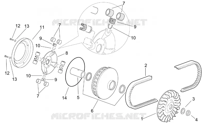 Variateur Aprilia APRILIA-SCOOTER 250 LEONARDO 2004  Leonardo (engine Minarelli)