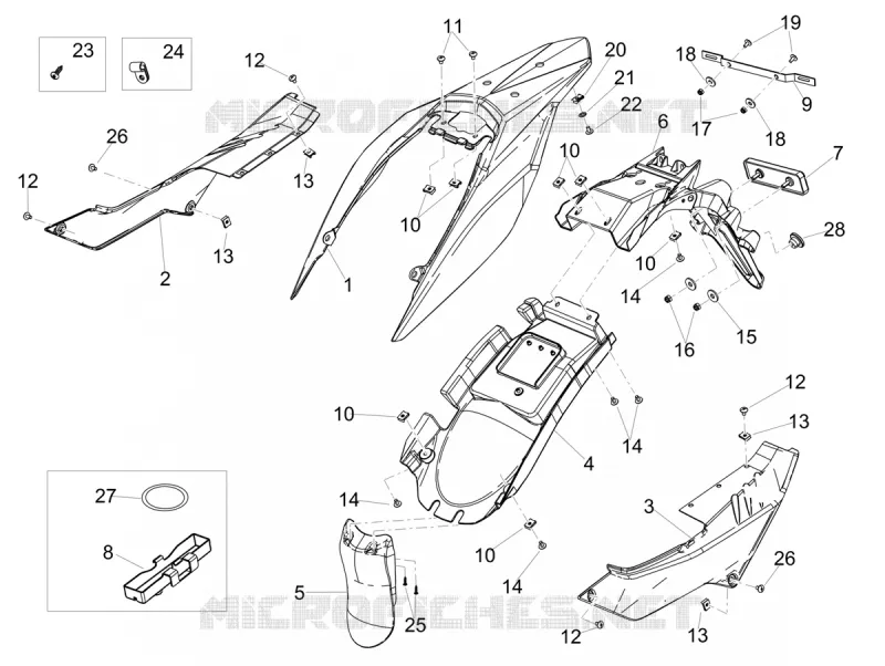 Carrosserie posterieure Aprilia APRILIA-MOTORCYCLES 125 RX 2018  RX 125 E4