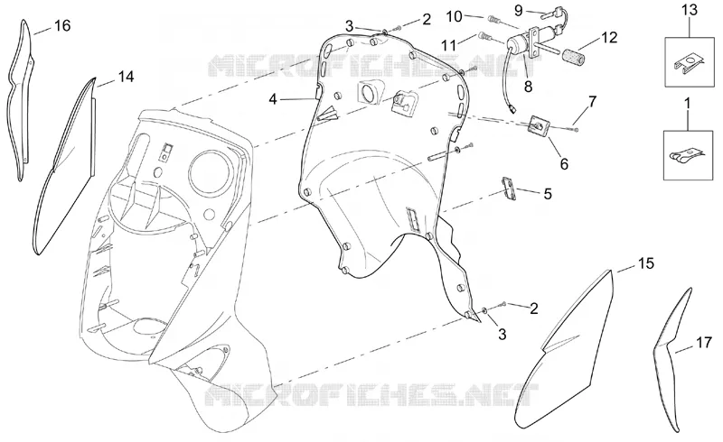 Carrosserie av. - Tablier interne Aprilia APRILIA-SCOOTER 125 LEONARDO 2003  Leonardo ST