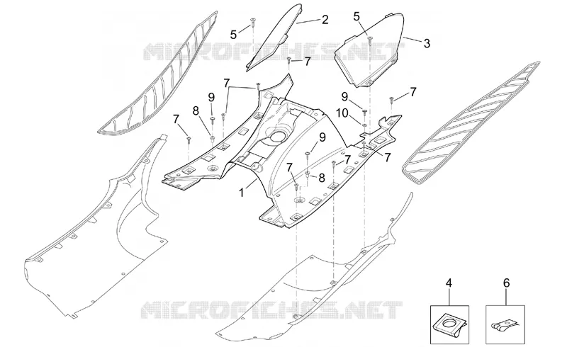 Carrosserie centrale - r. pieds Aprilia APRILIA-SCOOTER 150 LEONARDO 2003  Leonardo ST