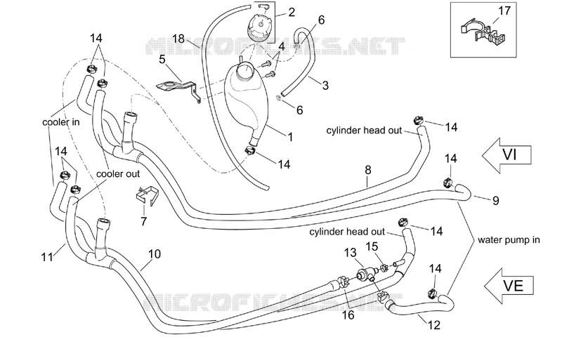 Vase d'expansion - Tuyaux Aprilia APRILIA-SCOOTER 125 LEONARDO 2003  Leonardo ST