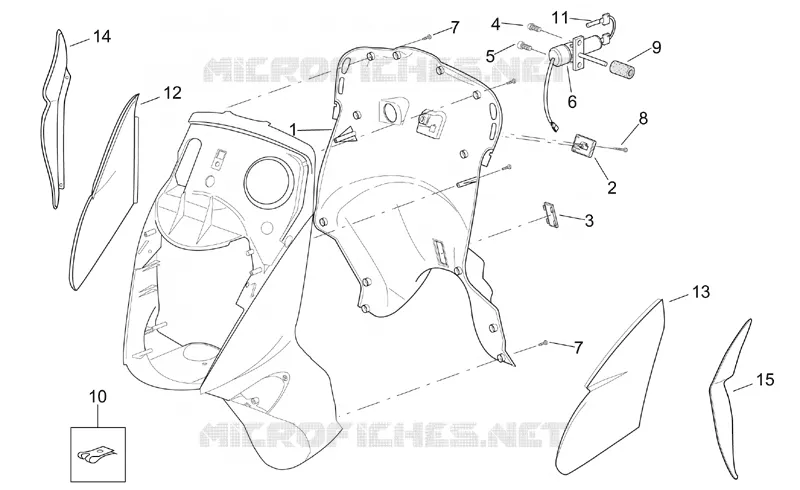 Carrosserie av. - Tablier interne Aprilia APRILIA-SCOOTER 250 LEONARDO 2001  Leonardo ST (engine Yamaha)