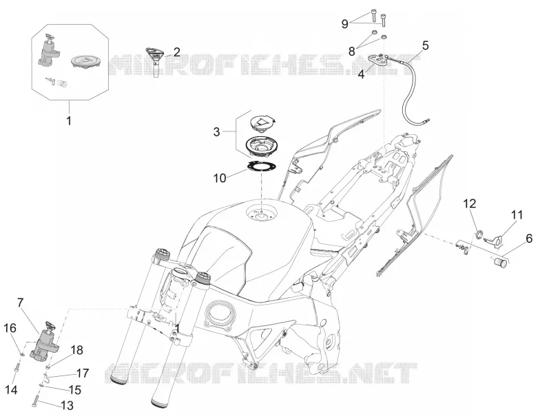 SERRURES Aprilia APRILIA-MOTORCYCLES 1000 RSV4 2018  RSV4 1000 Racing Factory Euro 4 ABS