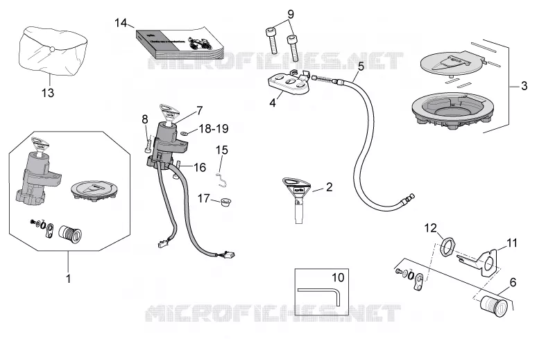 Kit serrure Aprilia APRILIA-MOTORCYCLES 1100 TUONO 2019  Tuono V4 Factory 1100 Euro 4 Superpole ABS