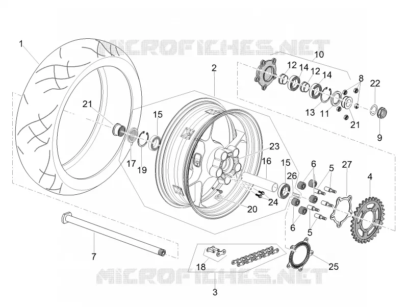 Roue AR Aprilia APRILIA-MOTORCYCLES 1100 TUONO 2019  Tuono V4 Factory 1100 Euro 4 Superpole ABS