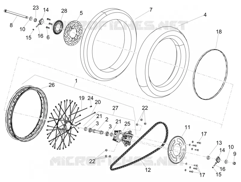 ROUE ARRIERE Aprilia APRILIA-MOTORCYCLES 125 SX 2020  SX 125 Euro 4