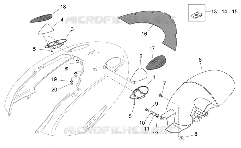 Carr. Arriére - Garde-boue Aprilia APRILIA-SCOOTER 150 MOJITO 2007  Mojito