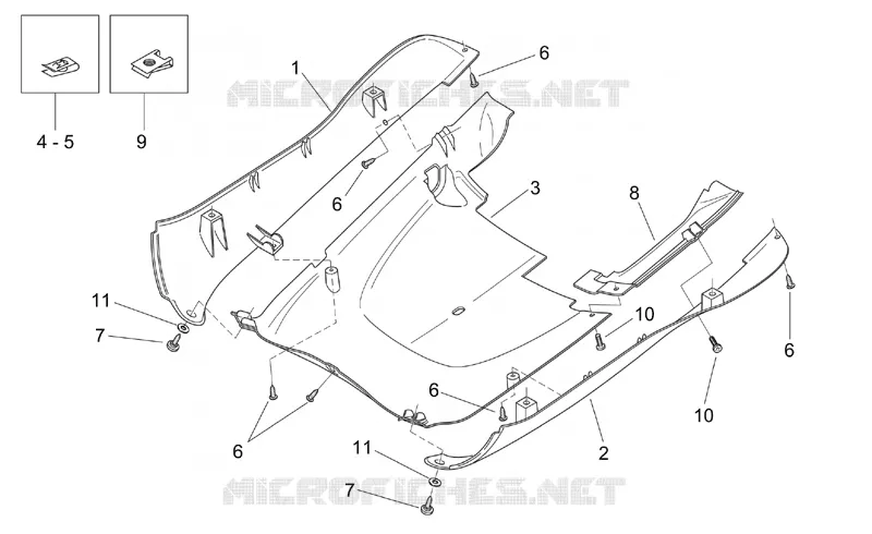 Carros. cent. - Sous-rep-pieds Aprilia APRILIA-SCOOTER 150 MOJITO 2003  Mojito
