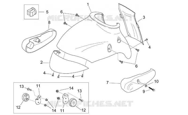 Carrosserie av. - Garde-boue AV Aprilia APRILIA-SCOOTER 150 MOJITO 2005  Mojito