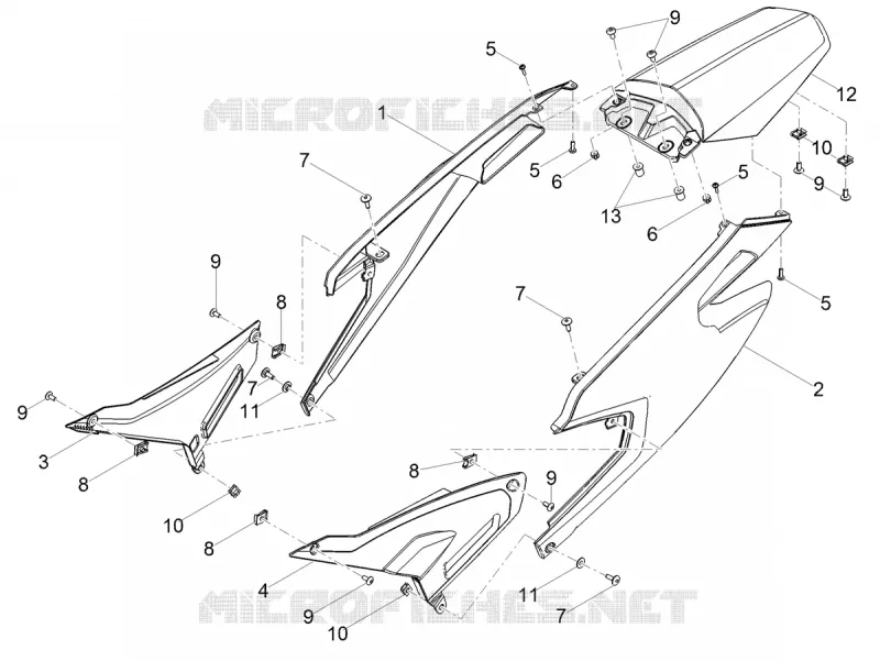 CARENAGES ARRIERE Aprilia APRILIA-MOTORCYCLES 50 SX 2019  SX 50 Low Seat Euro 4