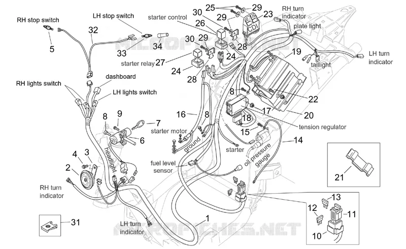 Circuit electrique - CUSTOM Aprilia APRILIA-SCOOTER 125 MOJITO 2001  Mojito