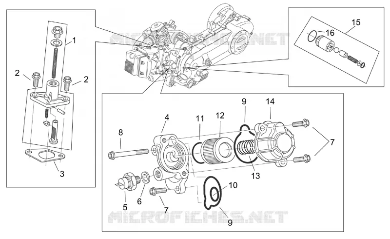 Filtre à huile - Tendeur de chaîne Aprilia APRILIA-SCOOTER 125 MOJITO 1999  Mojito