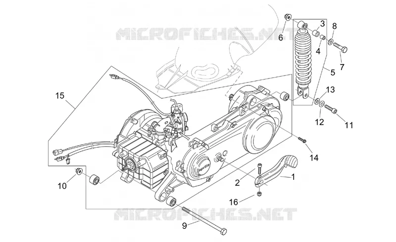Moteur - Suspension arriere Aprilia APRILIA-SCOOTER 50 MOJITO 1999  Mojito Custom 2T (engine Aprilia)