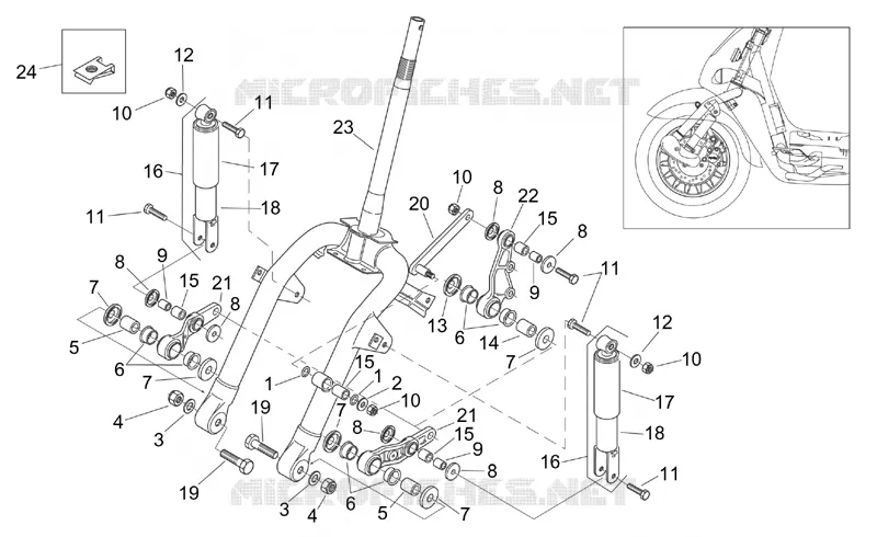 Suspension avant Aprilia APRILIA-SCOOTER 50 MOJITO 2003  Mojito Custom 2T (engine Aprilia)