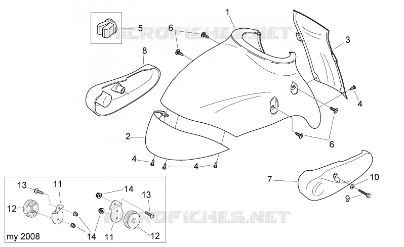 Carrosserie av. III Aprilia APRILIA-SCOOTER 50 MOJITO 2004  Mojito Custom 2T (engine Piaggio)