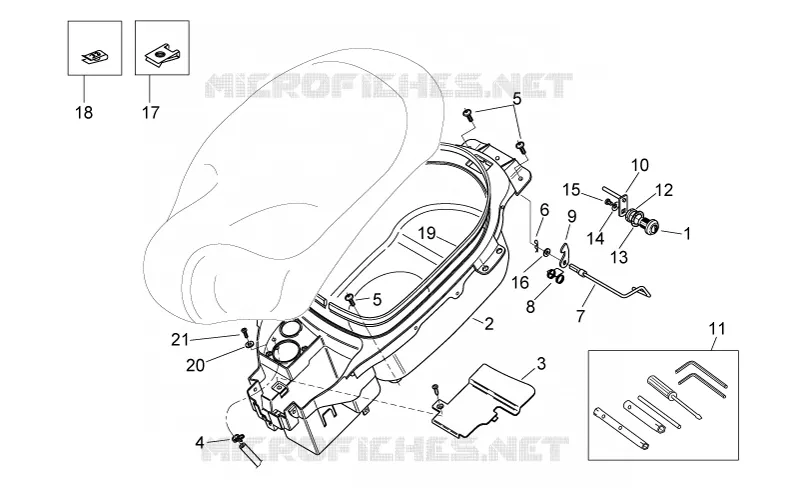 Compart.p-casque Aprilia APRILIA-SCOOTER 50 MOJITO 2008  Mojito Custom 2T (engine Piaggio)
