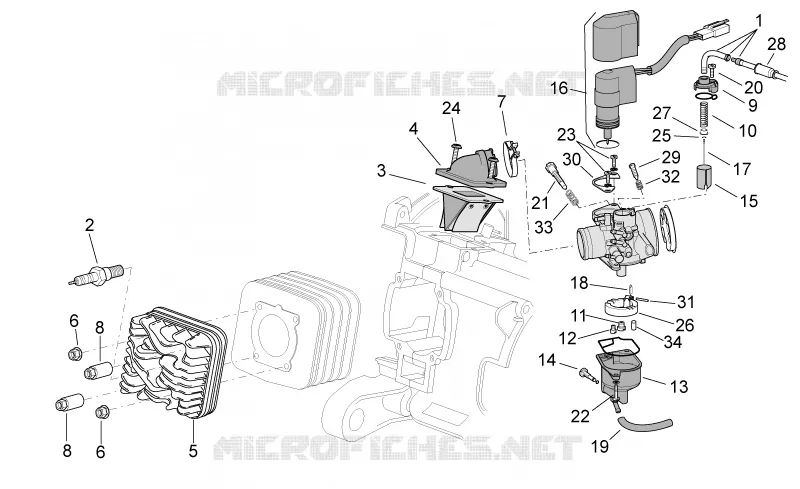 Culasse/Carburateur Aprilia APRILIA-SCOOTER 50 MOJITO 2006  Mojito Custom 2T (engine Piaggio)