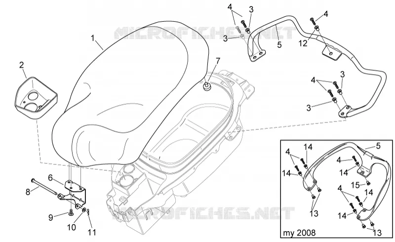 Selle - Poignée Aprilia APRILIA-SCOOTER 50 MOJITO 2005  Mojito Custom 2T (engine Piaggio)