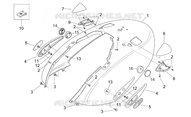 Carrosserie posterieure II Aprilia APRILIA-SCOOTER 50 MOJITO 2002  Mojito Retro 2T (engine Aprilia)
