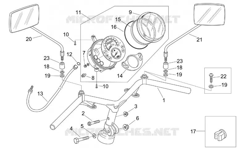 Guidon-tableau de bord Aprilia APRILIA-SCOOTER 50 MOJITO 2001  Mojito Retro 2T (engine Aprilia)