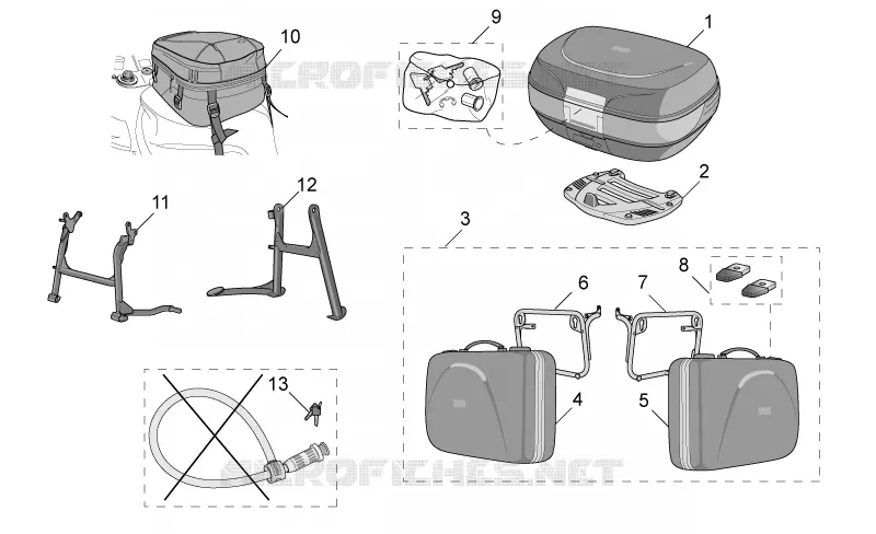 Acc.-Top cases, valises lat varié Aprilia APRILIA-MOTORCYCLES 650 PEGASO 2004  Pegaso IE