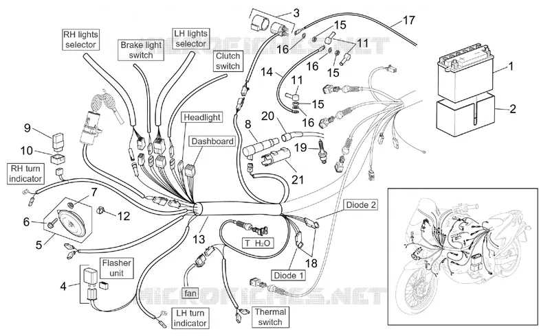 Circuit electrique AV Aprilia APRILIA-MOTORCYCLES 650 PEGASO 2001  Pegaso IE