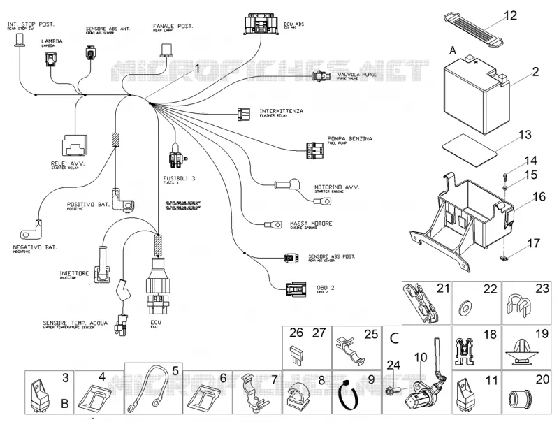 CIRCUIT ELECTRIQUE ARRIERE Aprilia APRILIA-MOTORCYCLES 125 RS 2023  RS 125 4T Euro 5 ABS