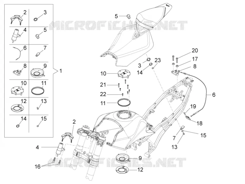 SERRURES Aprilia APRILIA-MOTORCYCLES 125 RS 2021  RS 125 4T GP Replica Euro 5 ABS