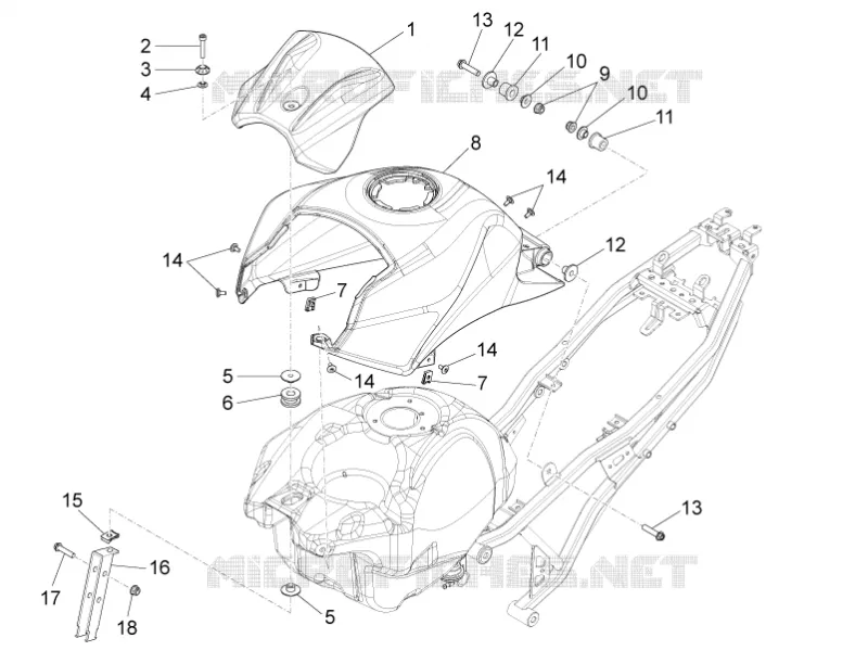 COUVRE RESERVOIR Aprilia APRILIA-MOTORCYCLES 50 RS4 2014  RS4 50 2T