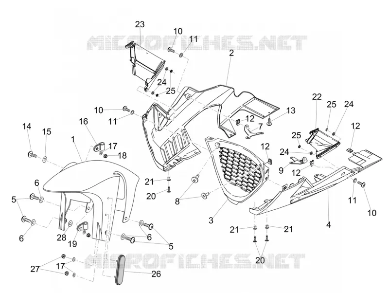 GARDE BOUE AVANT - SABOT Aprilia APRILIA-MOTORCYCLES 1100 RSV4 2020  RSV4 1100 Racing Factory Euro 4 ABS