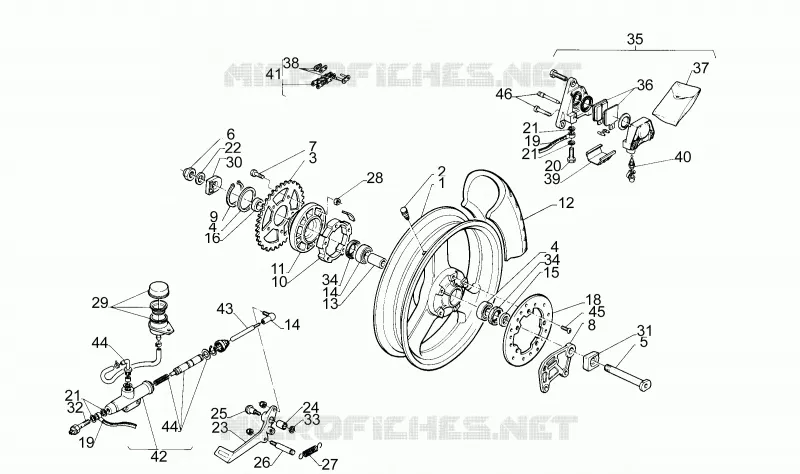 Roue arrière Aprilia APRILIA-MOTORCYCLES 125 RS 1995  RS 125