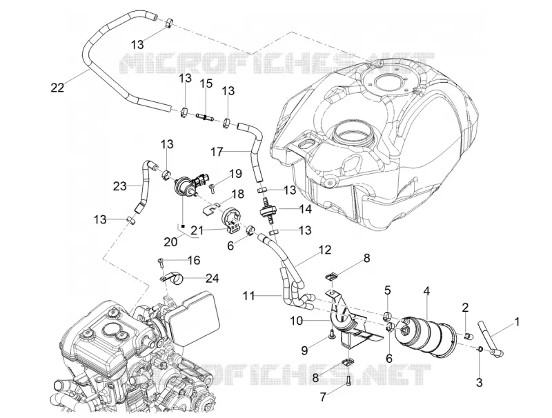 SYSTEME DE RECYCLAGE DES VAPEURS DE CARBURANT Aprilia APRILIA-MOTORCYCLES 125 TUONO 2021  Tuono 125 4T Euro 5 ABS