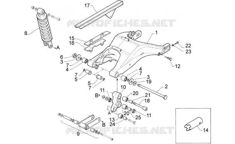 Suspension arriere Aprilia APRILIA-MOTORCYCLES 125 RS 1998  RS 125 (engine 123cc)