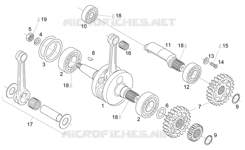 Arbre moteur - Ctre-arbre Aprilia APRILIA-MOTORCYCLES 125 RS 2000  RS 125