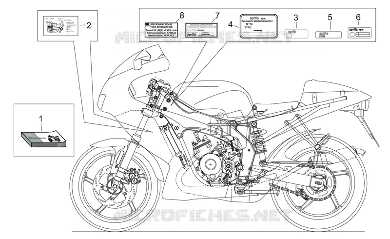 Plaquette et manuel Aprilia APRILIA-MOTORCYCLES 125 RS 2004  RS 125