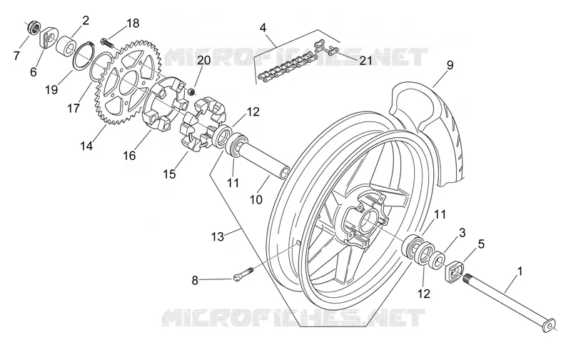 Roue arrière Aprilia APRILIA-MOTORCYCLES 125 RS 2000  RS 125