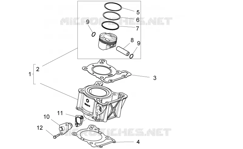 Cylindre - Piston Aprilia APRILIA-MOTORCYCLES 125 RS 2017  RS 125 4T E4 ABS