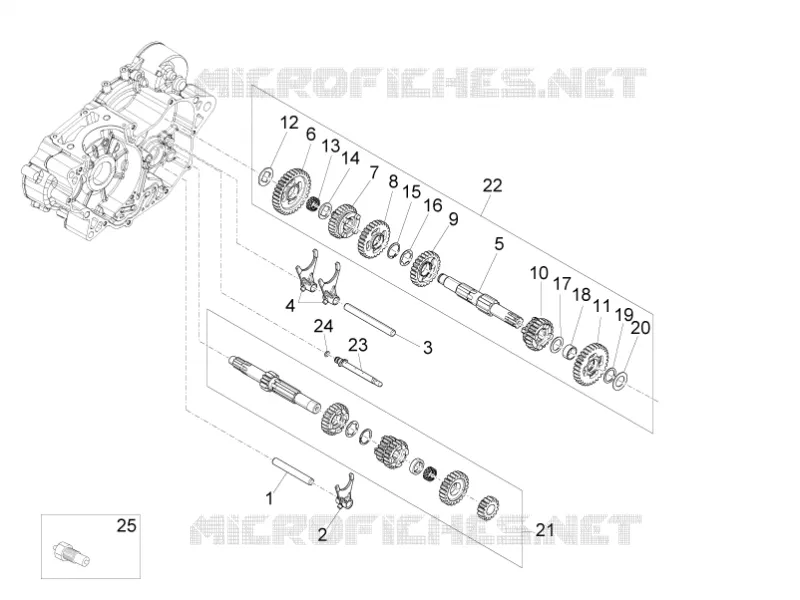 Boîte de vitesses - engrenages Aprilia APRILIA-MOTORCYCLES 125 RS4 2011  RS4 125 4T