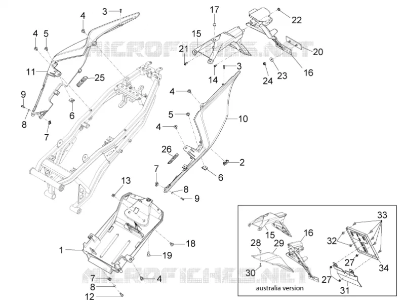 Carrosserie posterieure Aprilia APRILIA-MOTORCYCLES 125 RS4 2011  RS4 125 4T