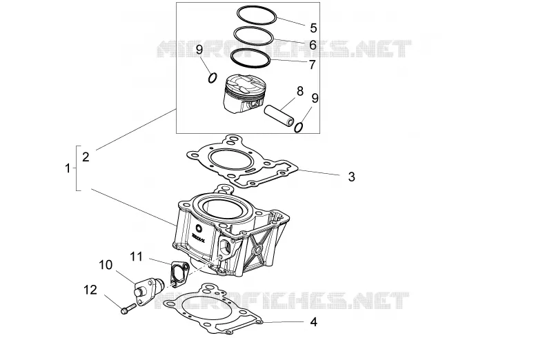 Cylindre - Piston Aprilia APRILIA-MOTORCYCLES 125 RS4 2013  RS4 125 4T