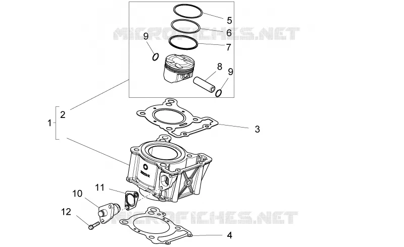 Cylindre - Piston Aprilia APRILIA-MOTORCYCLES 125 RS4 2014  RS4 125 4T